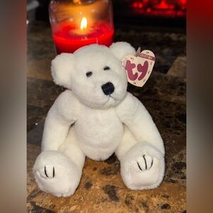 🐻 Nicholas Bear – Ty Attic Treasures • White Bear No Sweater (Vintage Plush)
